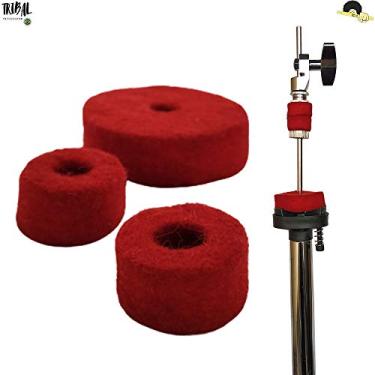 Imagem de Kit de Feltros Tribal Percussion para base e Presilha de chimbal - Lã de carneiro cor:Vermelho
