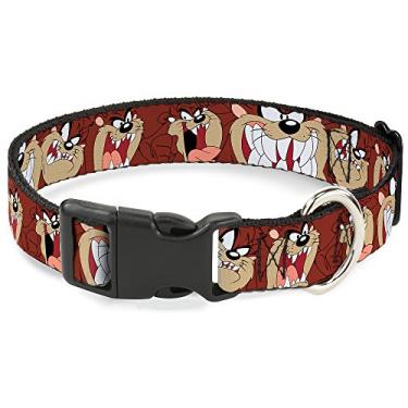 Imagem de Buckle-Down Coleira com clipe de plástico – Tasmanian Devil Expressions marrom – 3,8 cm de largura – serve para pescoço de 40,6 a 58,4 cm – Médio