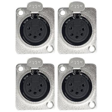 Imagem de CESS Conector de soquete fêmea XLR de 5 pinos/montagem em chassi (pacote com 4)