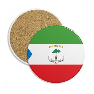 Imagem de Caneca de porta-copos com bandeira nacional da Guiné da África da Guiné Equatorial Pedra absorvente de proteção de mesa