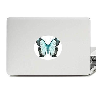 Imagem de Adesivo de vinil com asas azuis com emblema de borboleta para laptop
