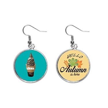 Imagem de Brinco de folha de outono com contorno de texto em forma de sorvete preto