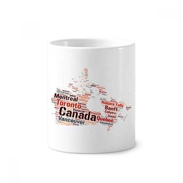 Imagem de Cananda Mapa com nomes de cidades e pontos de referência, porta-caneta, caneca, suporte de cerâmica, suporte para lápis