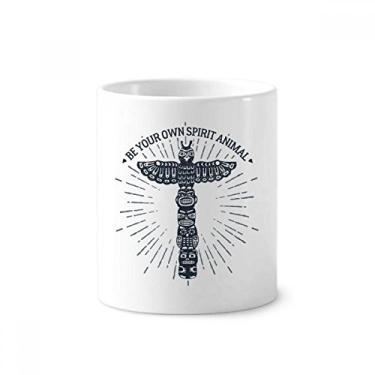 Imagem de Suporte para caneta de escova de dentes com estampa decorativa de coruja do antigo Egito com suporte de cerâmica