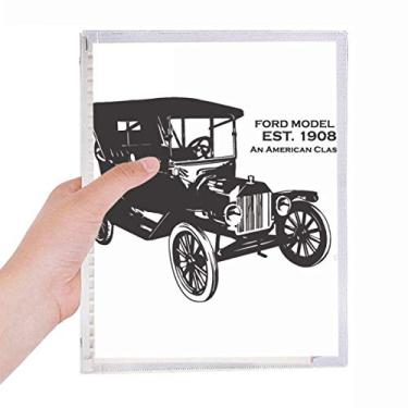 Imagem de Caderno preto clássico com estampa mecânica de carros estilo diário de folhas soltas recarregável