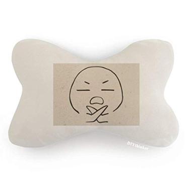 Imagem de DIYthinker Almofada de apoio de cabeça para decoração de pescoço preto com estampa feliz para carro Heartless Recfusal