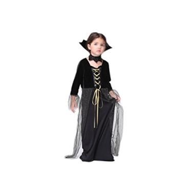 Imagem de BESTOYARD Fantasia de bruxa infantil Halloween Cosplay Show Kit para meninas - Tamanho M (vestido preto)
