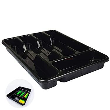 Imagem de Organizador de Talheres 26x35cm Divisor Gaveta Plástico Cozinha Preto - AMZ