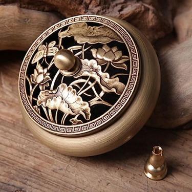 Imagem de Incensário de liga queimador de incenso Buda de lótus suporte de queimador de incenso de bronze vintage queimador de incenso fogão a carvão suporte de luxo incenso metal decoração para casa sala de es