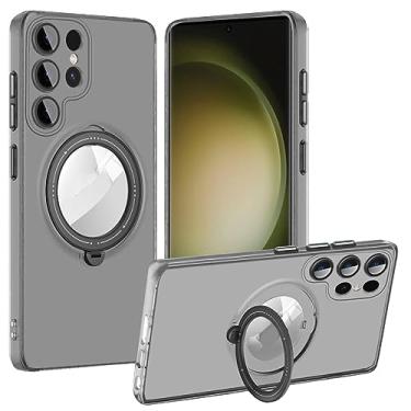 Imagem de CQSJX Capa fina para Samsung Galaxy S23 Ultra/S23 Plus/S23, suporte magnético invisível, capa de telefone fosca à prova de choque de grau militar, preta, S23 6,1 polegadas