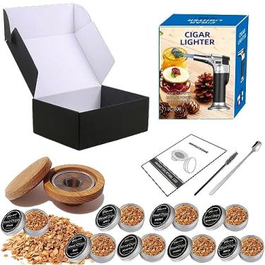 Imagem de Kit de defumador de coquetel, kit de defumar bourbon, defumador de bebidas com maçã, cereja, noz-pecã, sabor carvalho lascas de madeira presentes para homens dia dos pais, pacote A