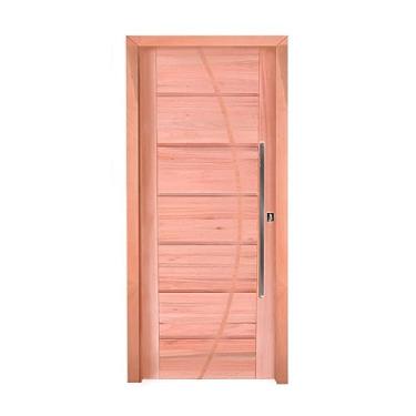 Imagem de Kit Porta de Madeira Pivotante Lado Esquerdo 214x107cm Batente 12cm Pe33 com Friso Belissima Esel Natural