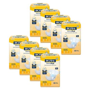 Imagem de Kit 8 Fraldas Geriátricas Bigfral Derma Plus G com 7un cada