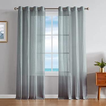 Imagem de Nautica Cortinas de janela clássicas | Cortinas leves | Conjunto de 2 painéis | Transparente, Par de 132 x 213 cm, Cinza