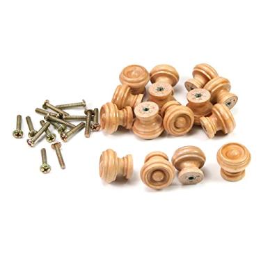 Imagem de Bettomshin, 15 peças puxadores redondos de madeira 25 x 25 mm/0,98" x 0,98" (DxA) móveis de armário cozinha verniz puxadores puxadores para gaveta de cômoda guarda-roupa material de madeira maciça