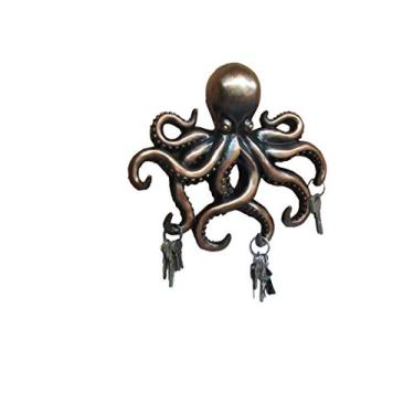 Imagem de Chaveiro decorativo com acabamento em bronze polvo para decoração de parede, 28 cm