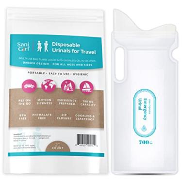 Imagem de SaniGirl Mictório feminino | Sacos de xixi descartáveis para viagens para mulheres, homens e crianças, urinol de emergência, sanitários, viagens sanitárias, sacos de enfermidade, mictórios