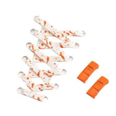 Imagem de Flat Shoe Laces Without Ties Elastic Shoelaces Men And Women Sports Casual Shoes Accessories Lazy Shoelace (Color : White orange)