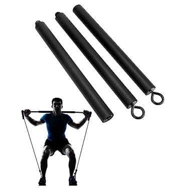 Imagem de QWORK® Barra de resistência barra de pilates barra de ginástica em casa para treino de força exercícios cardiovasculares - 108 cm - carga máxima 362.9 kg (3 bastões portáteis destacáveis)