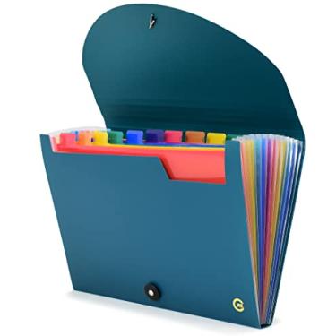 Imagem de CNK Pasta de arquivo expansível com 13 bolsos, arquivo organizador de documentos A4 expansível sanfonado, caixa organizadora de arquivos acordeão com separadores de adesivos para arquivos de documentos, cartas, correspondência..