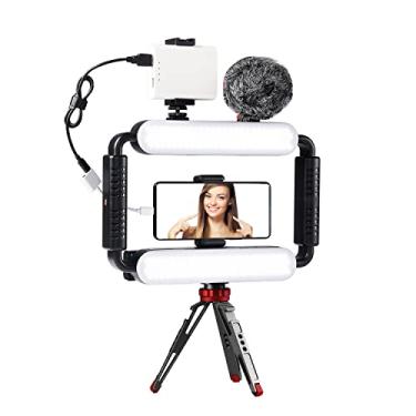 Imagem de Kit de luz de vídeo para telefone estabilizador GVM Gimbal para smartphone, kit criador de conteúdo, equipamento LED 5600K com microfone e tripé para gravação, vlogging, transmissão ao vivo, YouTube,