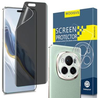 Imagem de MOOISVS 2 + 2 pacotes para Honor Magic 6 Lite protetor de tela de privacidade flexível (não vidro temperado) (2 unidades) + protetor de tela de lente (2 pacotes), película de TPU flexível antiespião,