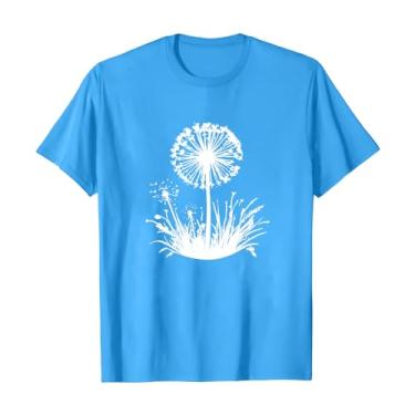 Imagem de Camisetas femininas fofas gola redonda girassol flores silvestres estampa casual camiseta tops de malha, Azul-celeste, XXG