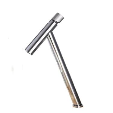 Imagem de Torneira da bacia do banheiro única alavanca quente e fria de bronze misturador água arma cinza único bacia misturador pia água guindaste, cromo alto