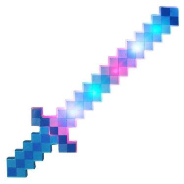 Imagem de Brinquedo Espada Pixel 58Cm Diamante Som E Luz À Pilha Azul