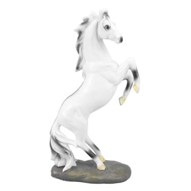 Imagem de Cavalo artificial guarnição de carro cavalo de luta em pé estatueta de cavalo decoração chinesa mesa topper modelo de cavalo resina cavalo galopante resina cavalo decoração de mesa decorar animal bran