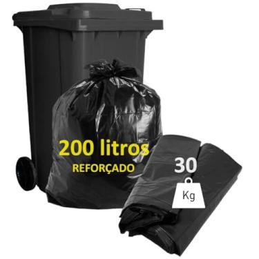 Imagem de Saco de Lixo 200 Litros REFORÇADO (20 Unidades) – Linha Industrial e Gastronomia – Suporta 30kg – Encaixe para Contêiner