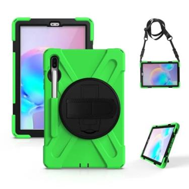 Imagem de Capa resistente para tablet Samsung Galaxy Tab S6 10,5 polegadas 2019 T860 T865 T867 suporte giratório PC capa à prova de choque (verde, S6 T865 T860 T867)