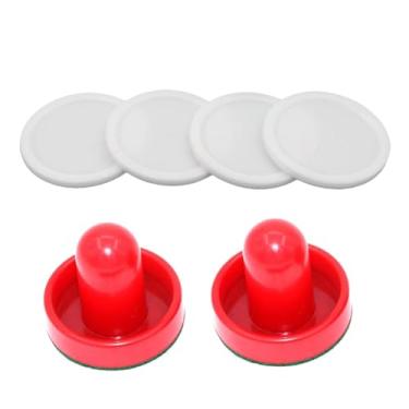 Imagem de Colaxi 2x empurradores de air hockey e 4x discos de air hockey slider de air hockey pás de air hockey, Taco Vermelho
