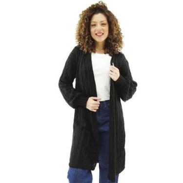 Imagem de Casaco Cardigan Dinha Tricot Tranca Manga Bufante - 517-Feminino