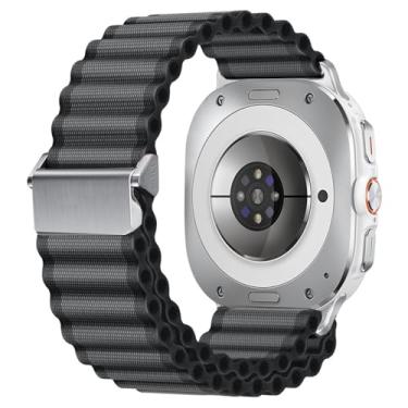 Imagem de EANWireless Pulseira para Galaxy Watch 7 Ultra de 47 mm, pulseira de tecido de nylon off-road com fivela de metal prata, acessório de substituição compatível com Samsung Galaxy Watch Ultra Trail,
