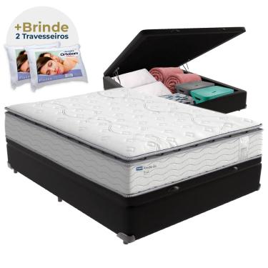 Imagem de Cama Box Baú Casal e Colchão Molas Ensacadas Amsterdã Probel