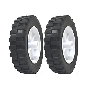 Imagem de Pacote com 2 – Roda de plástico para caminhão de mão de borracha sólida de 15,24 cm x 3,81 cm – orifício de eixo de 1,27 cm – capacidade para 2,54 kg