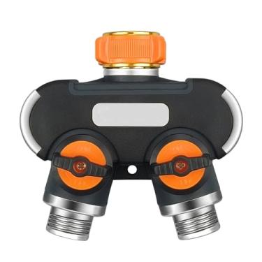 Imagem de Zwang Divisor de mangueira, conector de mangueira de água resistente de 2 vias, divisor de mangueira adaptador de torneira de mangueira 2 válvulas, uso para ambientes externos (10,9 cm x 11,4 cm)
