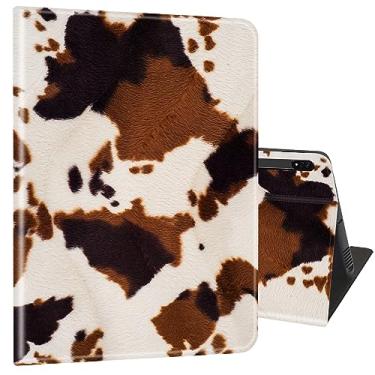 Imagem de Capa para Samsung Galaxy Tab S8 Plus 2022/S7 FE 2021/S7 Plus 2020 de 12,5 polegadas, capa ultrafina com suporte multiângulo com função despertar/dormir - estampa de pele de vaca