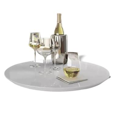 Imagem de Prato Giratorio Sobrepor Centro de Mesa Balharina Tampo de Vidro Base em MDF 45cm (Branco)