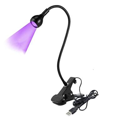 Imagem de Luminária de mesa LED UV de 3 W, pescoço de ganso flexível e grampo mini luz de mesa com interruptor, lâmpada de cura portátil com cola para reparo de dispositivos móveis preta