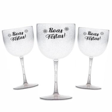 Imagem de Kit 6 Taças Gin Vodka 580ml Acrílica ANO NOVO - Aloha (Cristal Glitter Boas Festas)