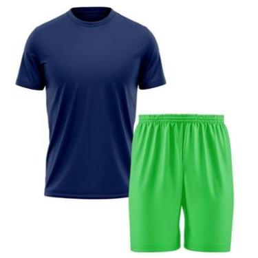 Imagem de Kit Calção Short Futebol Basquete Verde + Camiseta Manga Curta Masculina-Masculino