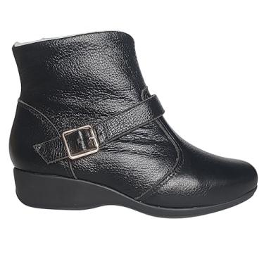 Imagem de Bota Feminina Forrada Lanus Couro Pelinhos Neve Impermeável (Preto, BR, Adulto, Numérico, 34)