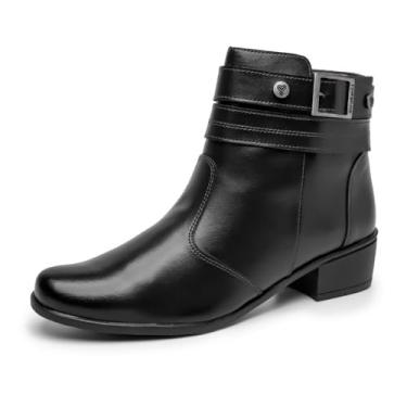 Imagem de Bota Feminina Cano Baixo Bico Redondo Sola Borracha Gel Impermeavel Charmosa Para Inverno Lisa Tamanho:40;Cor:Preto;Gênero:Feminino;Departamento BS:Esporte