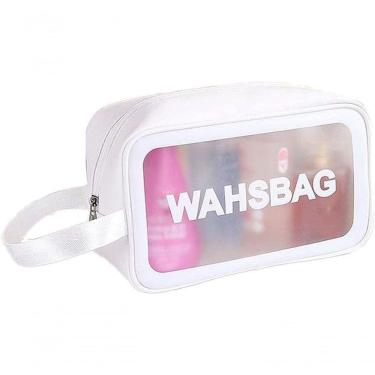 Imagem de Necessaire Maquiagem Feminina Transparente A Prova De água Para Viagem branco