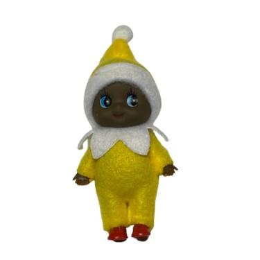 Imagem de Munchkins and Doodlebugs Estatueta de elfo bebê - elfos infantis com sapatos - elfos de pele escura (amarelo)
