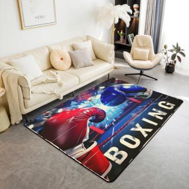 Imagem de Erosebridal Tapete de área de luvas de boxe 3x5, tapete esportivo para jogos, quarto, sala de estar, cabeceira, sala de aula, tapete antiderrapante, tapete decorativo de atleta com luva feroz