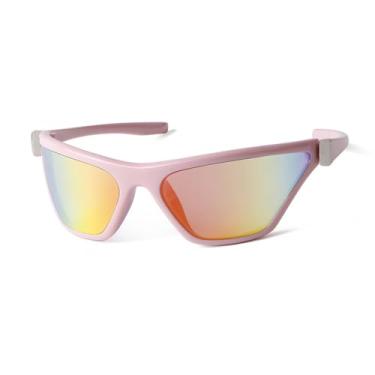 Imagem de JRLLFD Óculos de sol esportivo espelhado vermelho punk masculino, óculos de sol à prova de vento com armação para ciclismo ao ar livre, filme de sol masculino uv400, c3, tamanho único