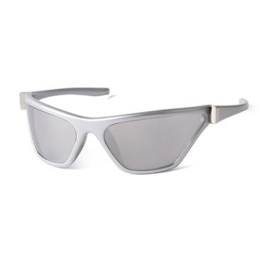 Imagem de JRLLFD Óculos de sol esportivo espelhado vermelho punk masculino, óculos de sol à prova de vento com armação para ciclismo ao ar livre, filme de sol masculino uv400, c5, tamanho único